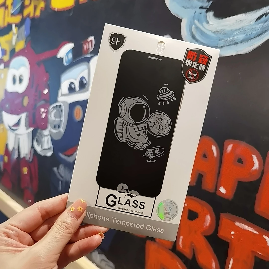 Anti Glare Cartoon Cute Astronaut Spaceman Tempered Glass Screen Protector For iPhone X XR XS 11 12 13 Mini Pro Max
