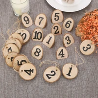 1set 1 10 numbers rustic wooden slice hanging ornament table number figure card digital seat place mark wedding party decoration