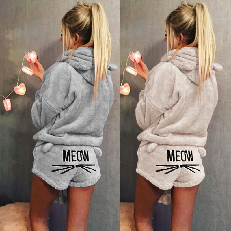 Женские пижамные комплекты 2019 осень зима теплый Пижамный костюм плюшевая