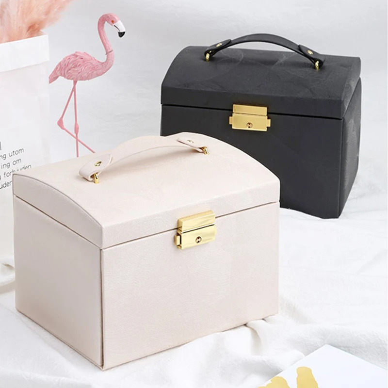 

Jewelry Box Mirrored Large Capacity Jewelry Casket Makeup Organizer Earring Holder Makeup Storage Gift Boxes For Jewellery
