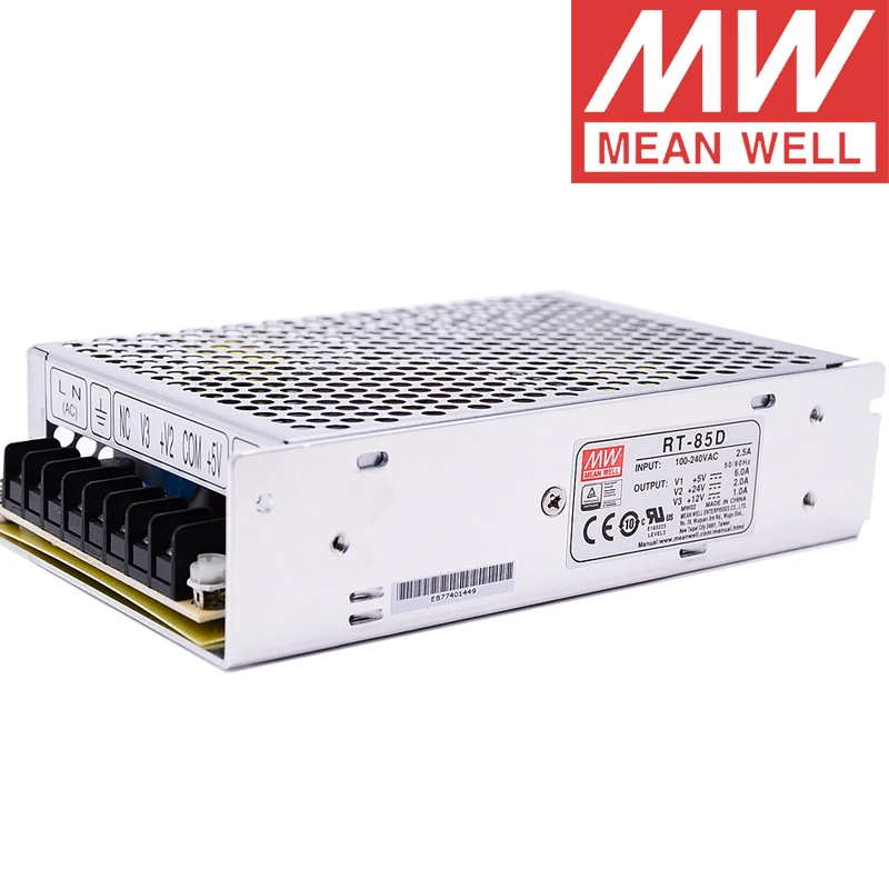 Бренд Mean Well представляет RT-85D 5V/24V/12V AC/DC 90 Вт тройной Выход переключение Питание meanwell Интернет-магазин