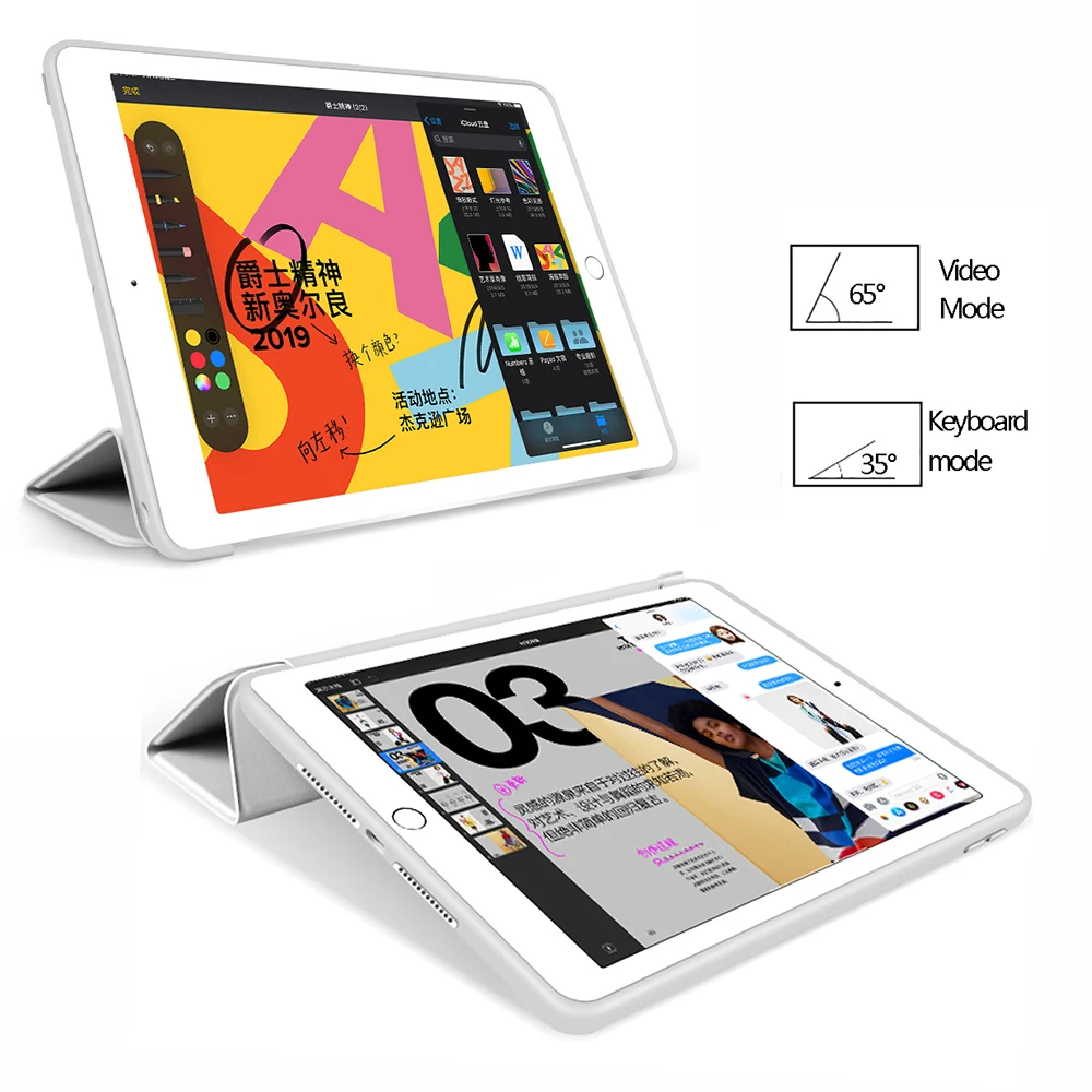 7-го поколения, трехслойный смарт-чехол, funda для iPad, 10,2 дюймов, Автоматический Режим сна/пробуждения, светильник, весовая подставка, силиконовый чехол, A2200, A2198, A2197