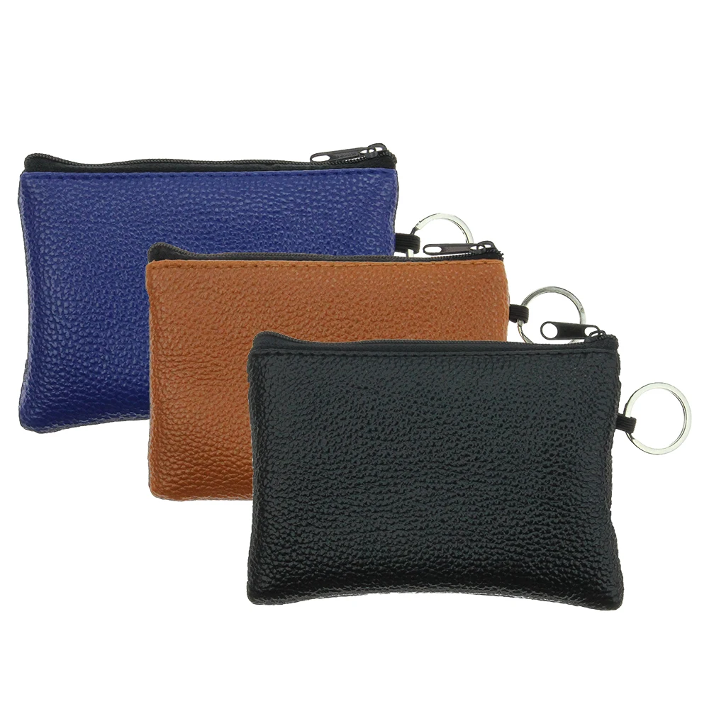 Women Men Mini Pouch Solid PU Leather Bag Small Zipper Coin Purse Card Holder Pocket Money Change Key Wallet with Ring Kids Gift | Багаж и