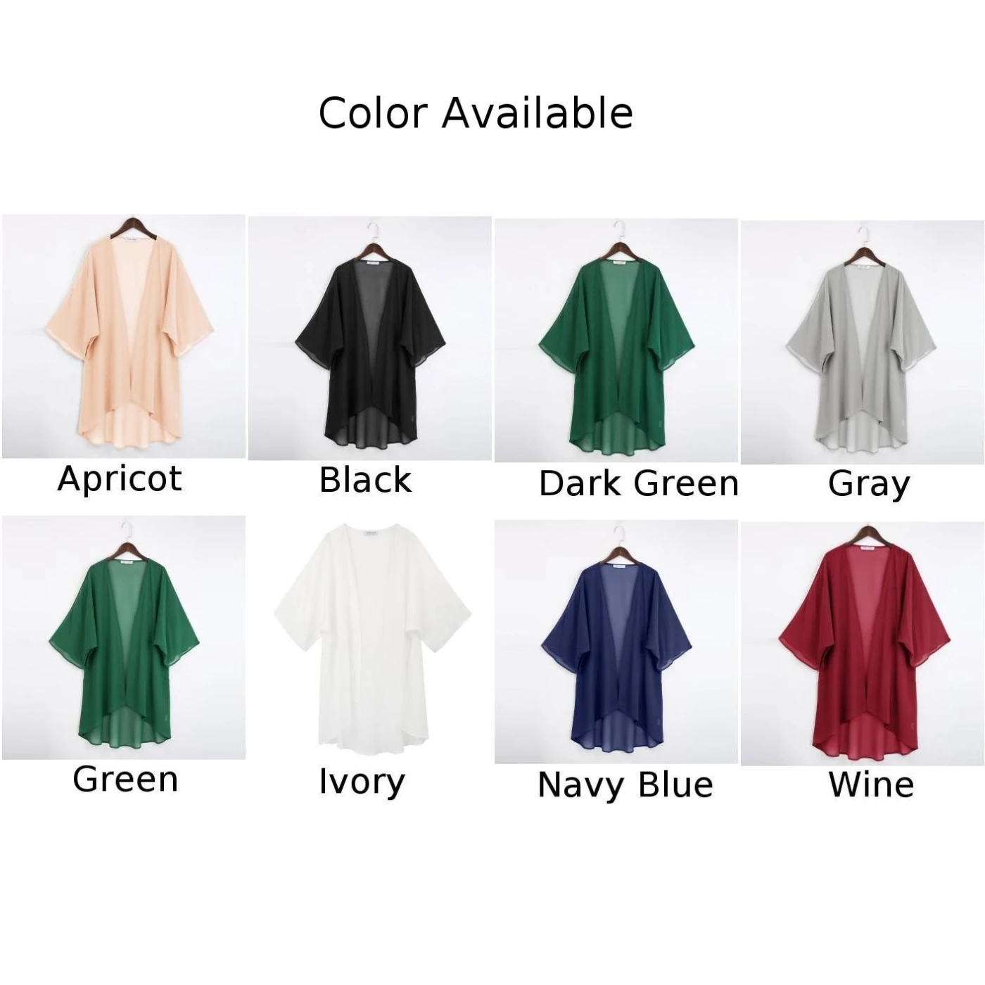 

Women's Loose Coat Beachwear Fit Summer 3/4 Batwing Sleeve Open Front Chiffon Cover-up Coat Solid Color Irregular Tops Clothing