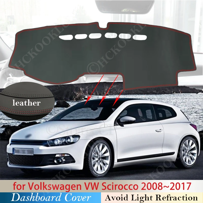Противоскользящий коврик из искусственной кожи для Volkswagen VW Scirocco 2008 ~ 2017 накладка