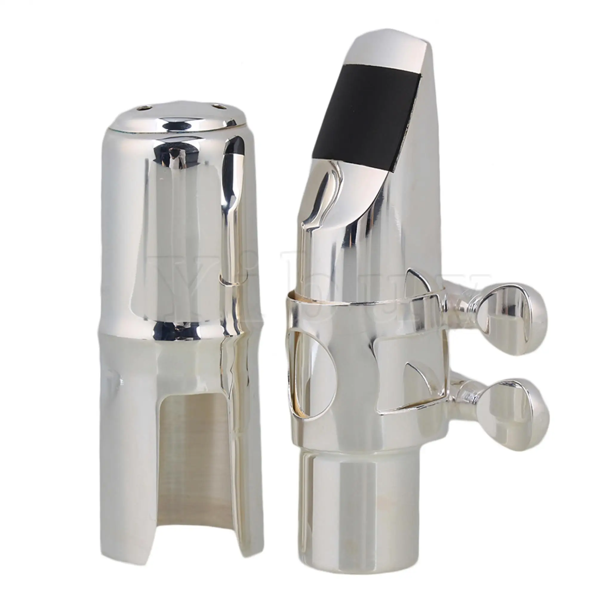 

Yibuy E-flat Alto Saxophone Sax Mouthpiece Cap Ligature Silver Nickel-plated #6