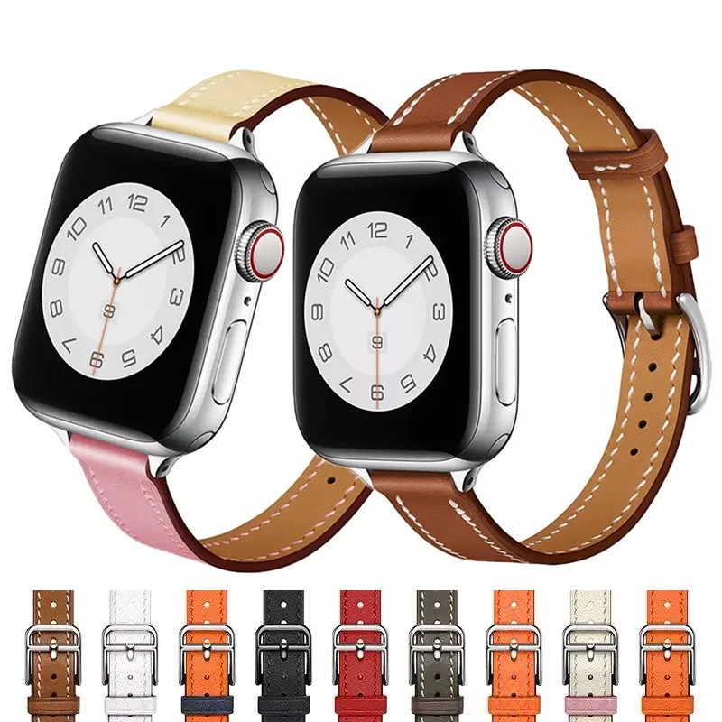 

Ремешок кожаный для Apple Watch band 3 4 5 SE 6 7 44 мм 40 мм 42 мм 38 мм