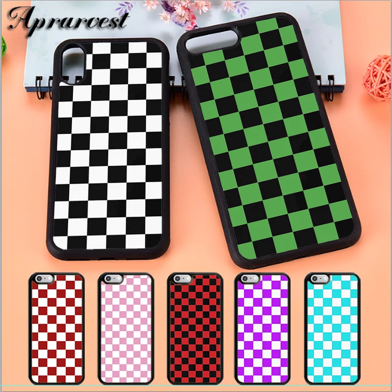 Шахматный клетчатый чехол для телефона Aprarvest в клетку iPhone 5 5S SE 6 6S 7 8 PLUS X XS XR MAX 11