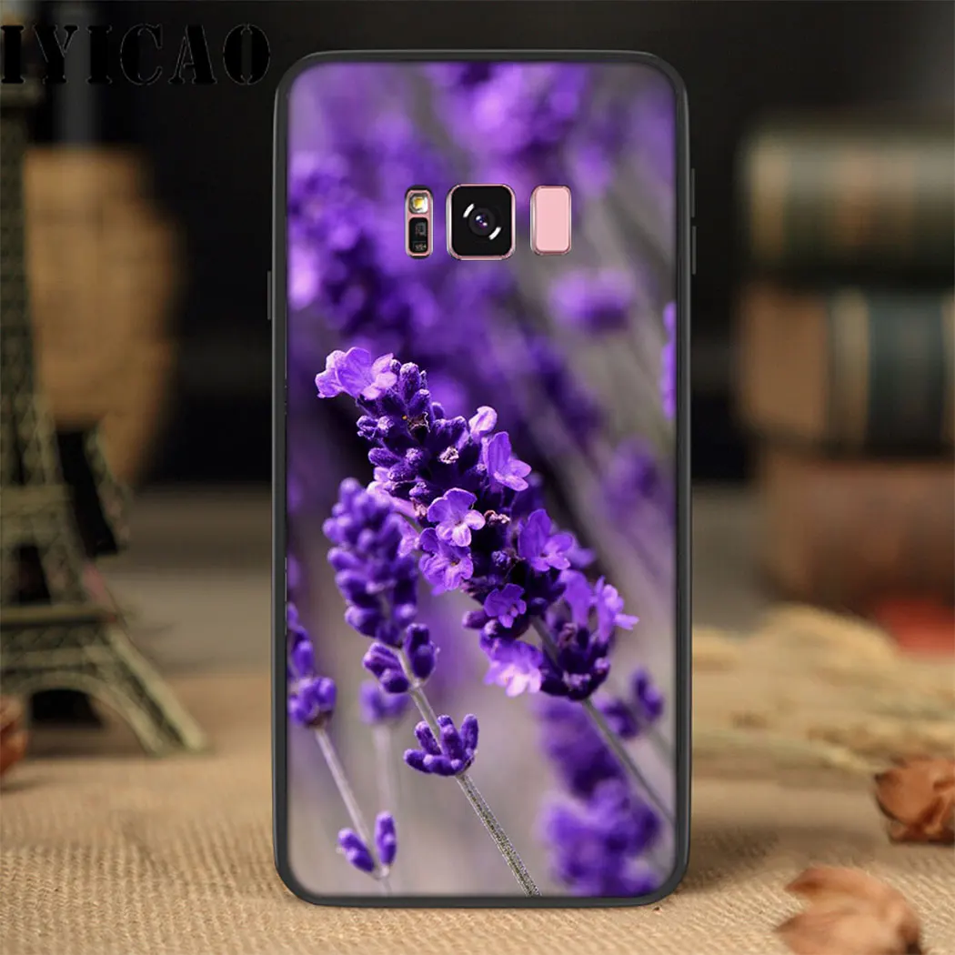 Мягкий силиконовый чехол IYICAO с фиолетовыми цветами для samsung A3 A5 A6 Plus A7 A8 A9 J6 |