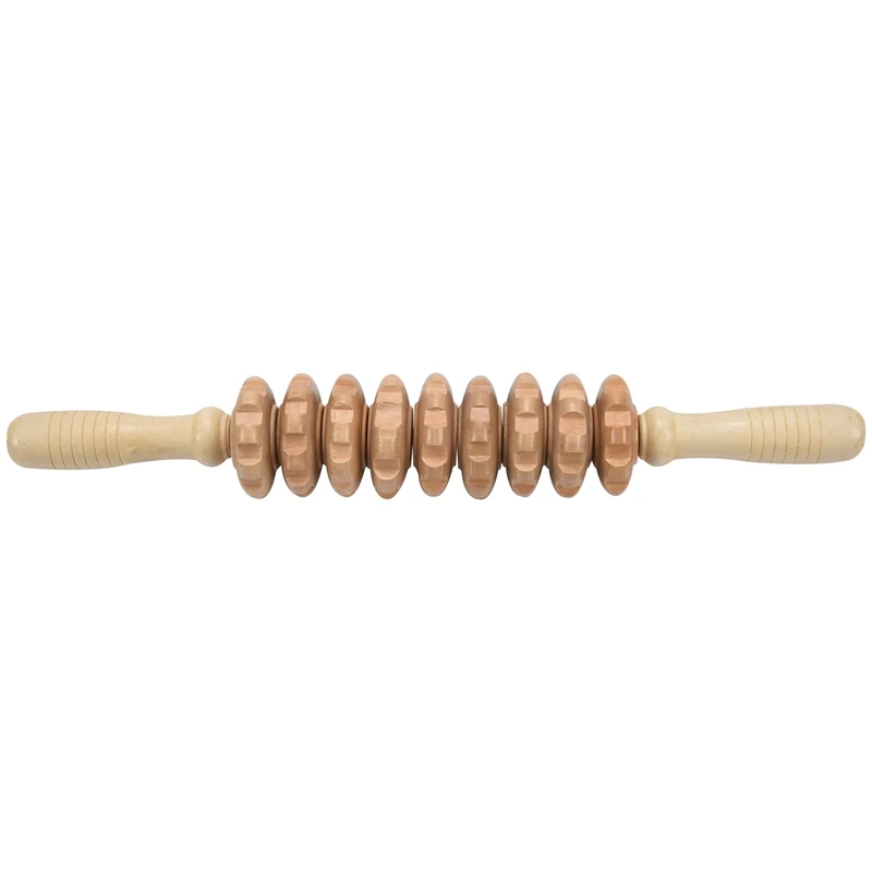 

Lady Home Wooden Wheel 9 Rollers Belly Health Massager