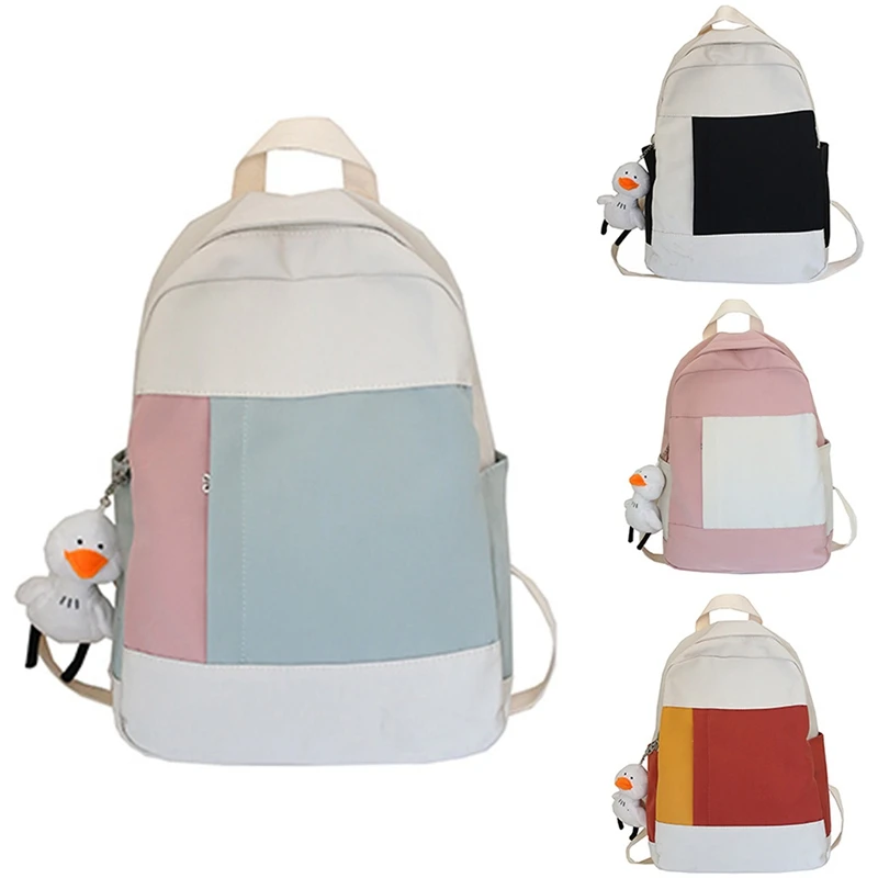 

Color Matching Young Fashion Lady Backpack Middle School Student School Bag Girl Leisure Travel School Bag