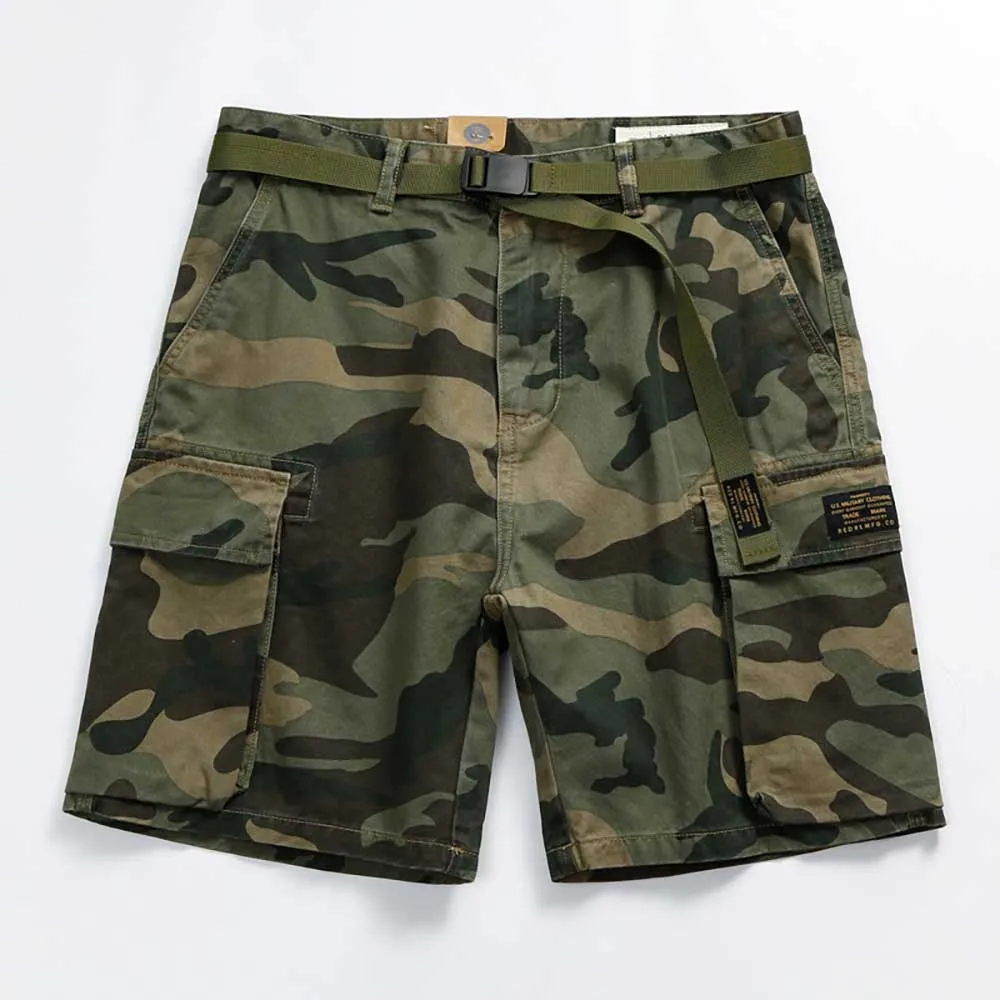 

Men Camouflage Multi Pocket Overalls Summer Shorts Military Style Straight Loose Baggy Cotton Short Streetwear Beachshorts