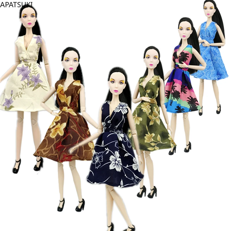 

6pcs/lot Flower Countryside Floral Dress For Barbie Doll Clothes Evening Dresses For Barbie Outfits 1/6 Dolls Accessories Toys