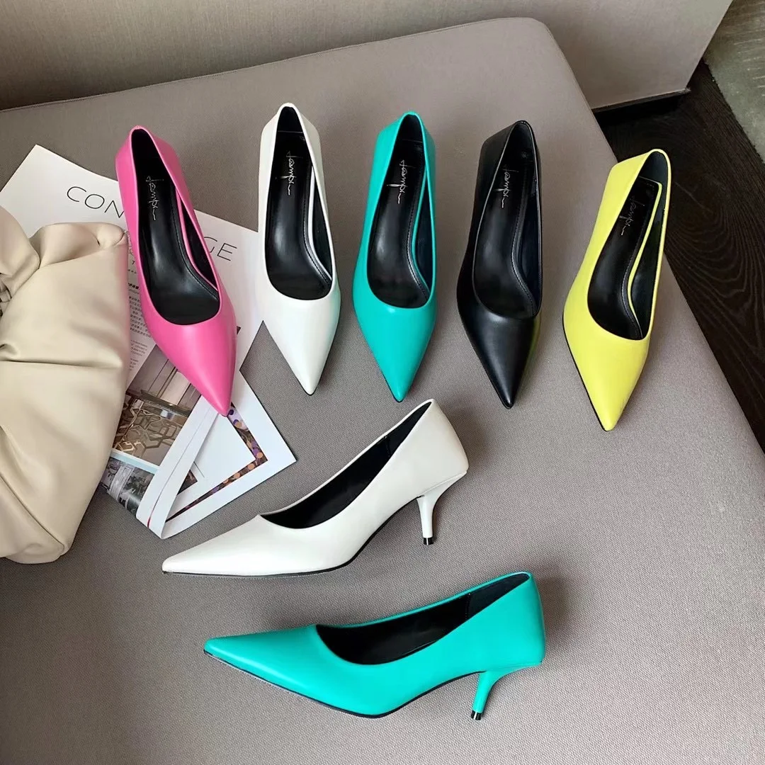 

Pointed Toe Women Pumps Thin High Heels Shallow Slip On Mules Shoes Office Work Spring/Autumn Sexy Nightclub Pumps Size 35-39