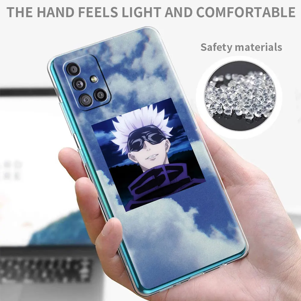 Soft TPU Case For Samsung Galaxy A51 A21s A52 A71 A12 A31 A41 A32 A02s M31 A11 A72 Transparent Phone Cover Jujutsu Kaisen Gojo
