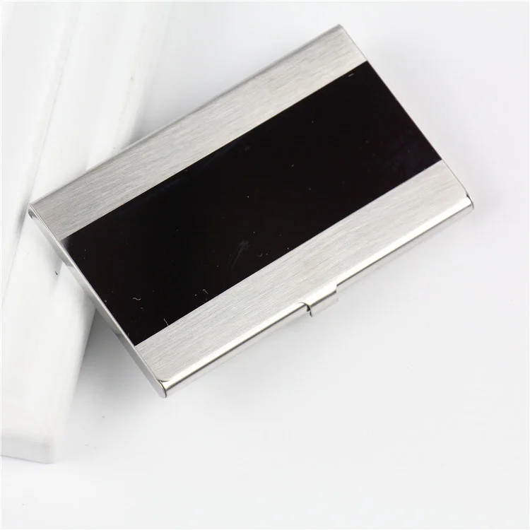 laser engraved logo creative business card case stainless steel metal lid credit card business card holder card metal wallet free global shipping