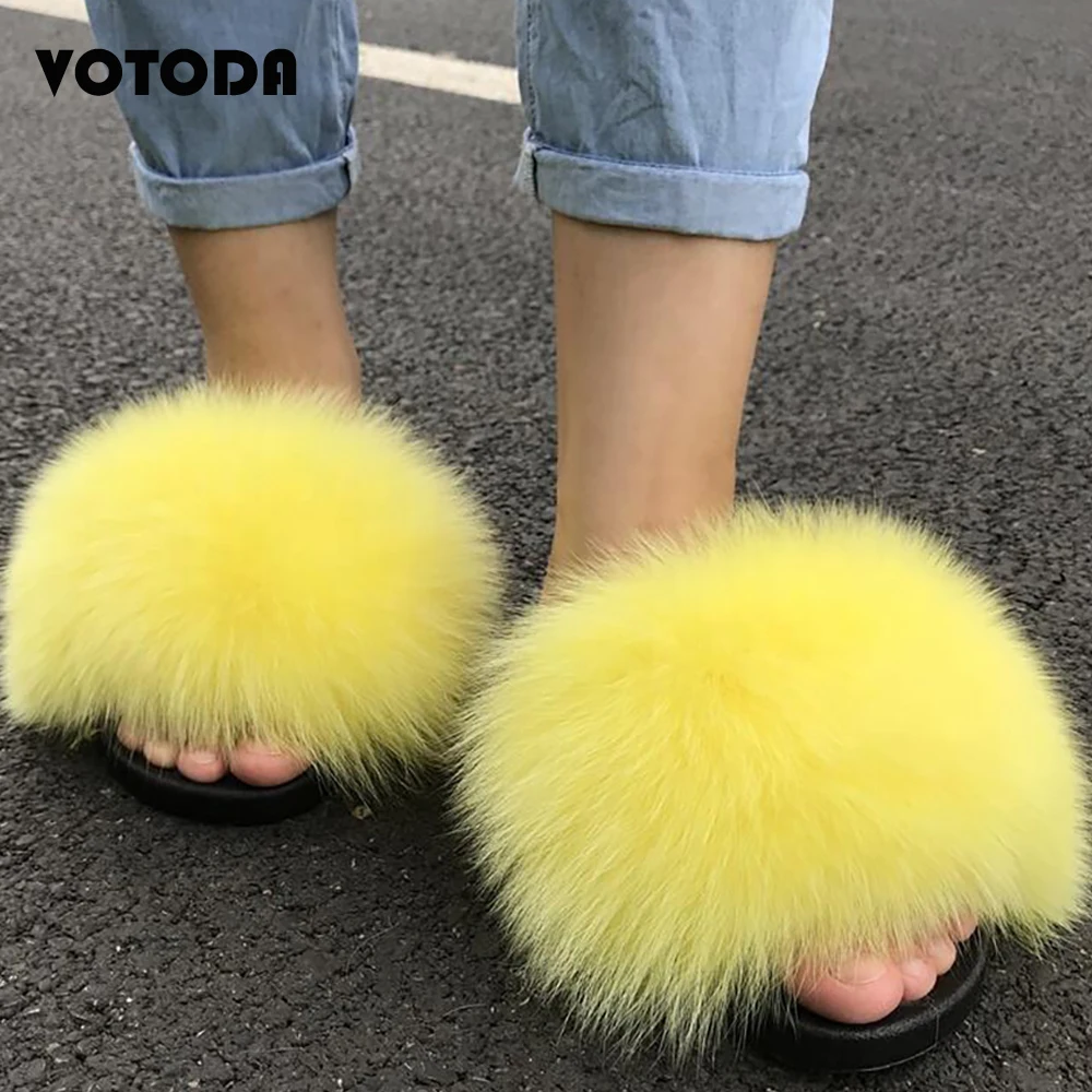 Шлепанцы женские однотонные меховые сандалии для дома и пляжа пушистые сланцы