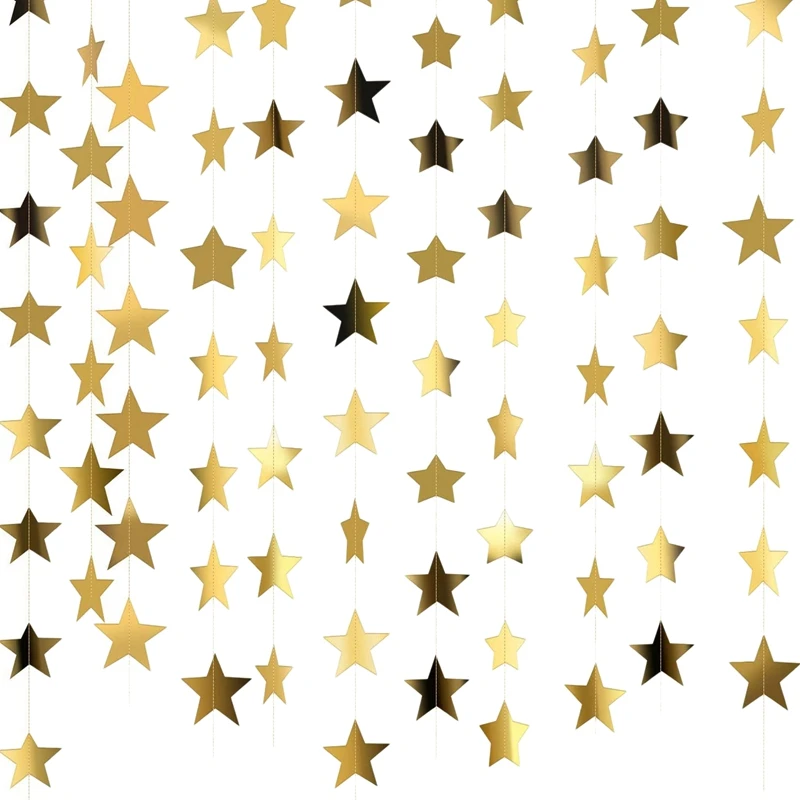 

105 Ft Glitter Star Paper Garland Banner Hanging Decoration Of Congrats Grad Wedding Birthday Festival Party Decoration-ABUX