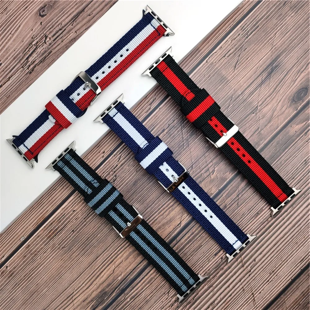 

Woven Fabric Bracelet for Apple Watch 7/6/SE Band Series 5 4 41mm 45mm 40mm 44mm Breathable Nylon Strap for iWatch 3 38mm 42mm