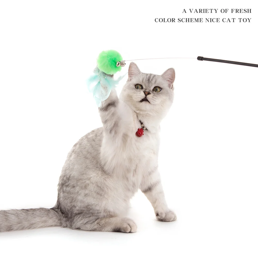 интерактивная игрушка для кошек Жезл дразнить перо кошка игрушки кота котят