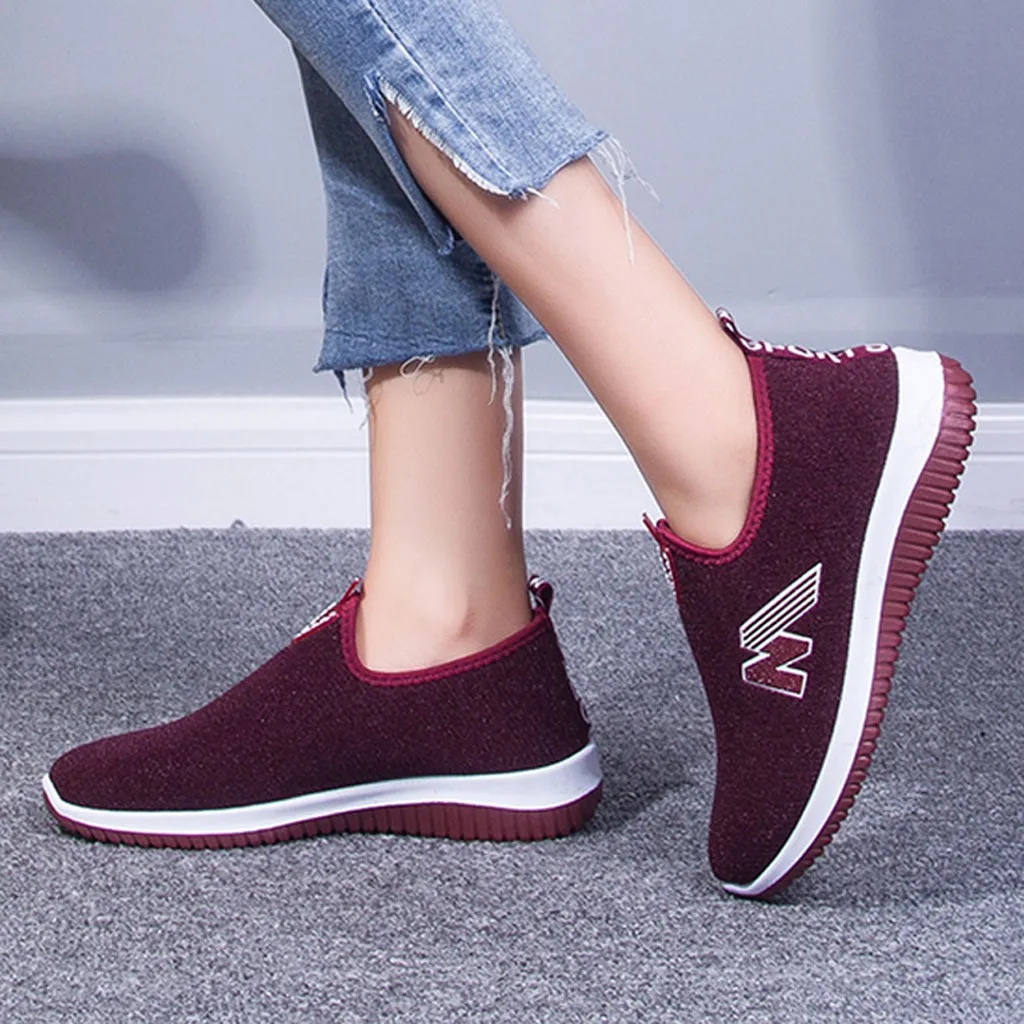 Туфли без шнурков Женская зимняя теплая сетчатая тапочки плоские туфли