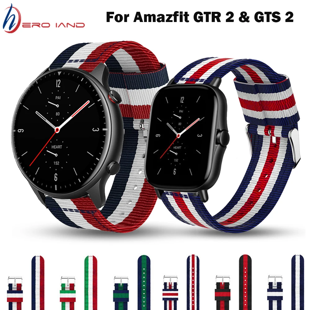 Ремешок нейлоновый для смарт часов Huami Amazfit GTR 2 GTS Классический тканевый браслет 47