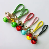 chunou candy colored two tone jingle bell keychain girl women cute band keyring for bag car pendant lovely small gift key holder