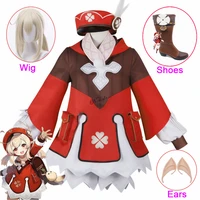 game genshin impact klee cosplay costume shoes wig anime kawaii dress women party halloween christmas costumes