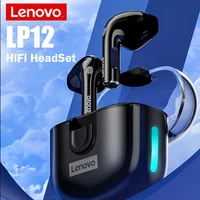 original new lenovo lp12 tws earbuds wireless bluetooth earphones sweatproof sport headsets hd call noise cancelling headphones
