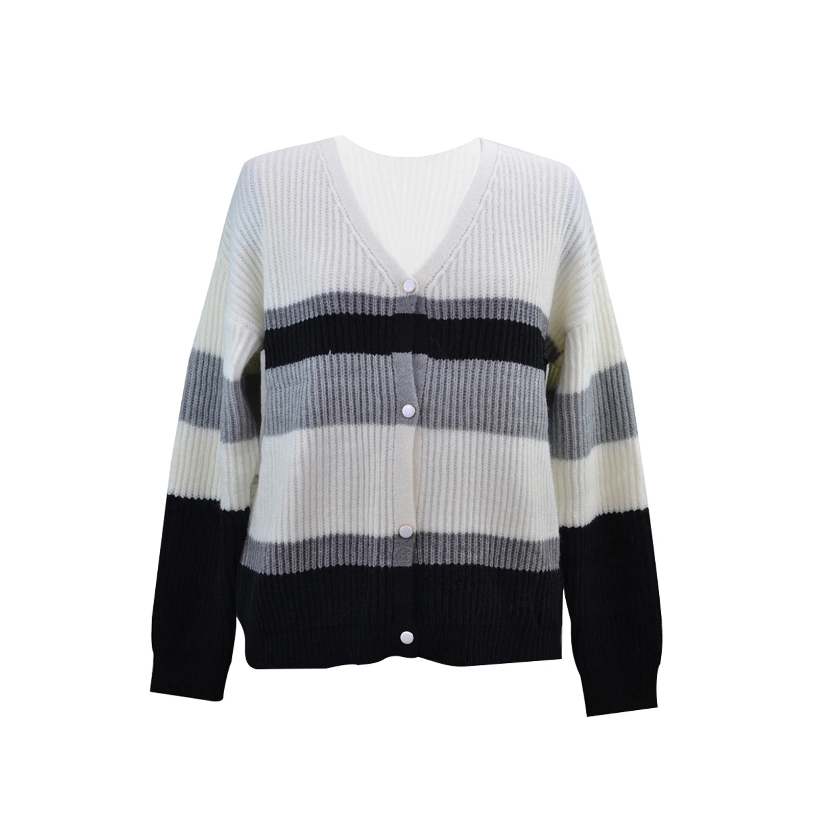 

2020 Autumn Women's Sweaters Jacket Fashion Color Block V Neck Cardigan Sweater Knitwear Long Sleeve Buttons Loose Outerwear