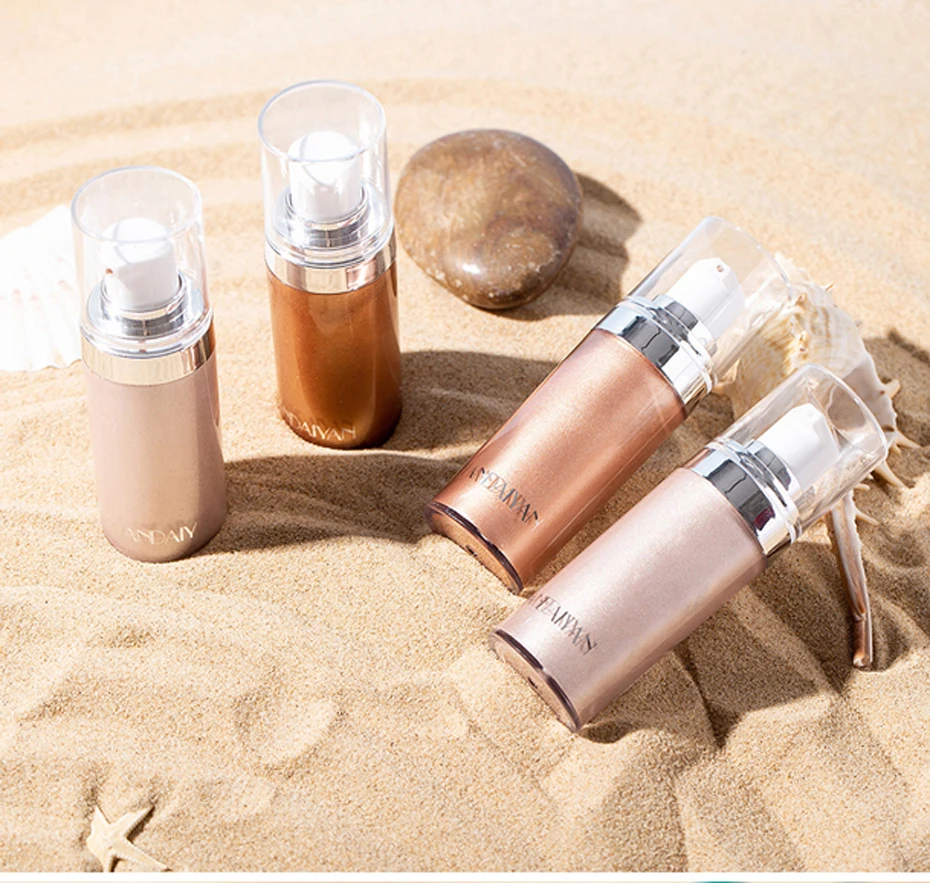 HANDAIYAN Shimmer Body Highlighter Cream Face Illuminator Makeup Liquid Bronzer Brighten Highlighter Metallic Rose Gold Cosmetic