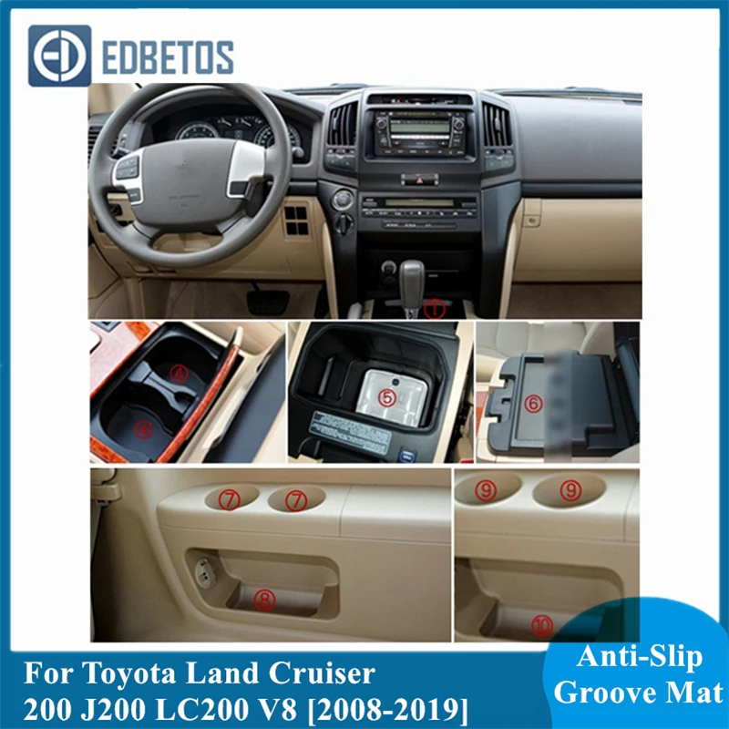 Автомобильный нескользящий коврик для подстаканника дверных ворот Toyota Land Cruiser 200