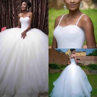 luxury white african wedding dresses ball gown spaghetti beaded pearls tiered tulle court train wedding bridal gowns custom
