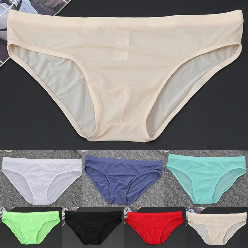 

Men Sexy Boxer Briefs Ultra Soft Ice Silk G-String Thongs Low Rise T-Back Underwear Comfy Male Panties Underpants Swimming Trunk