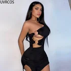 Платье-мини UVRCOS женское с вырезами по бокам, модное пикантное Клубное, с кибер-наклоном на плечах, с полуоткрытым воротником, для вечеринки, лето 2021