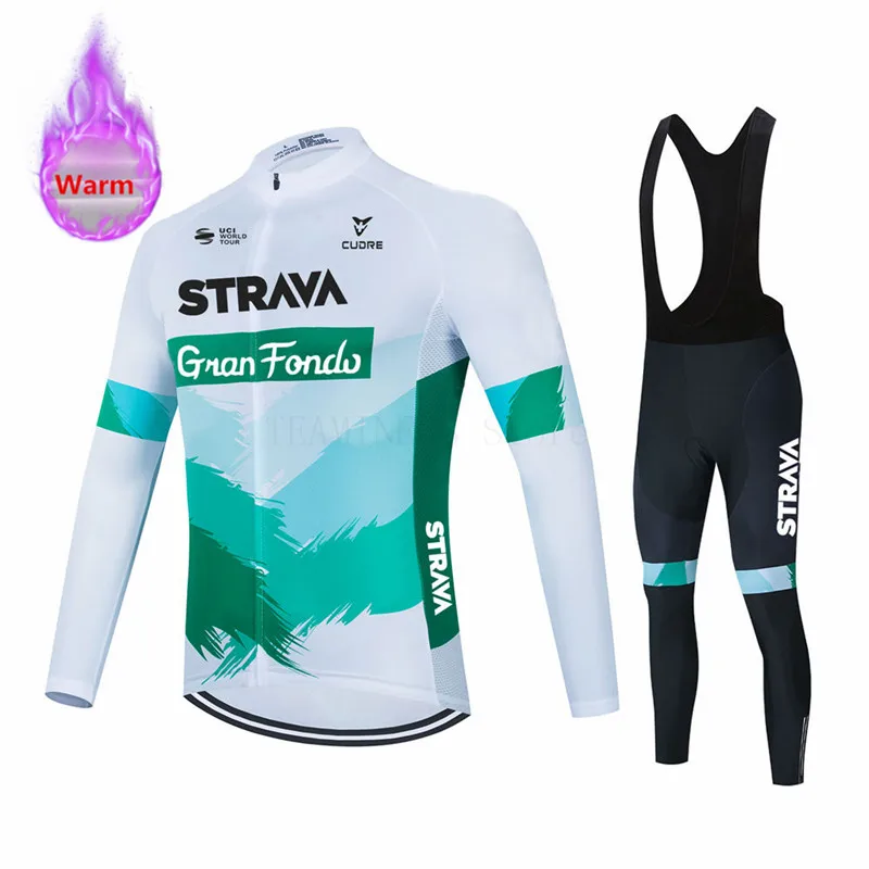 2021 команда Зима термальный флис Strava Велоспорт Джерси комплект Abbigliamento Ciclismo Invernale