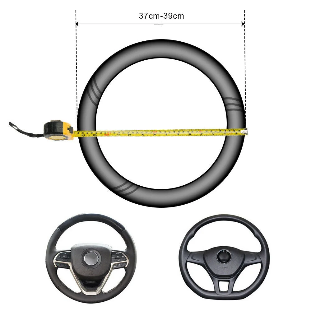 

Car Steering Wheel Cover 37-39cm Non Slip Breathable PU Steering Wheel Protector Universal Auto Van Accessories