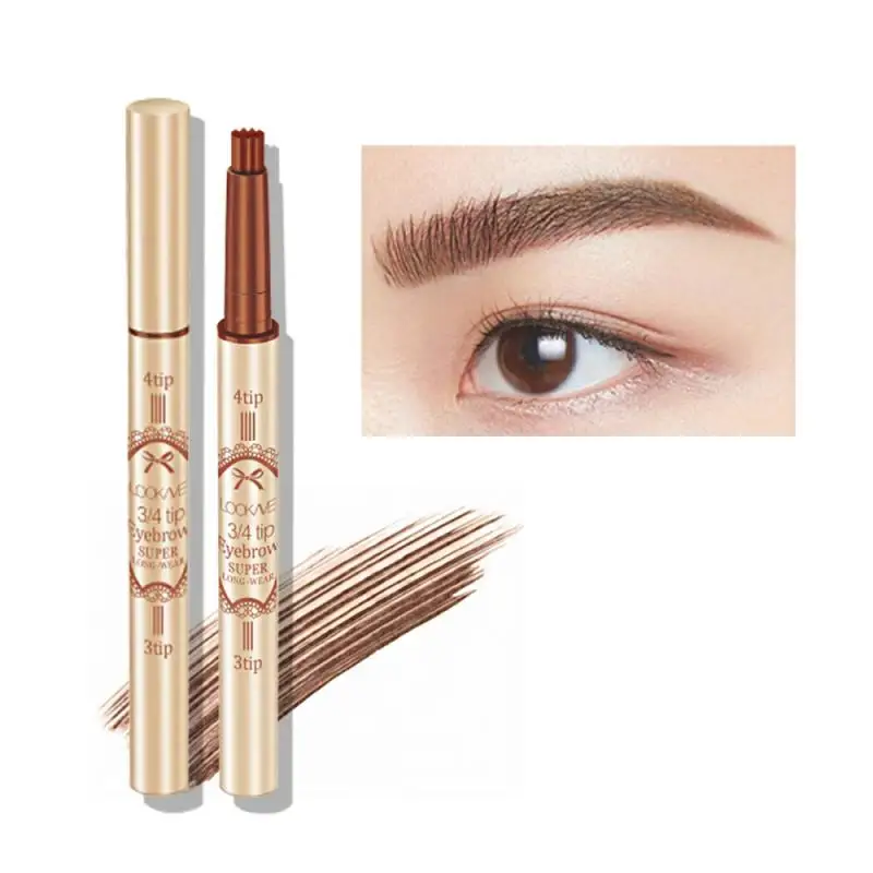 

3/4 Bifurcated Two-in-one Head Eyebrow Pencil Natural Long-lasting Waterproof And Sweat-proof Eyebrow Pencil Eyebrow Pen