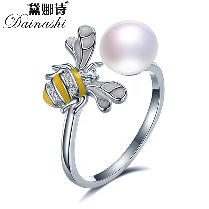 Dainashi 100% настоящее пресноводное культивированное жемчужное Открытое кольцо