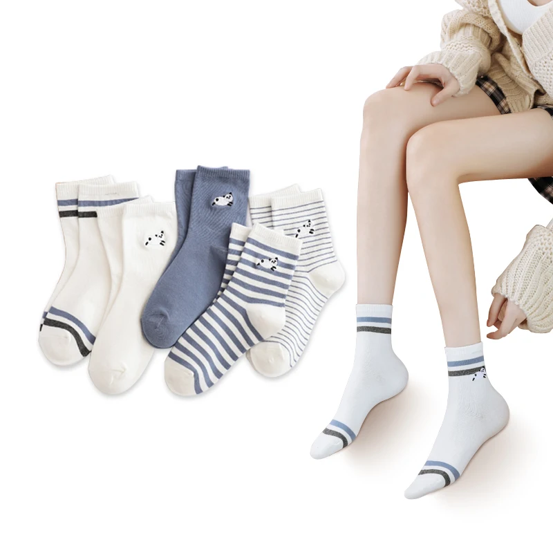 

3 пары/компл. женские хлопковые носки в полоску, размеры 36-40