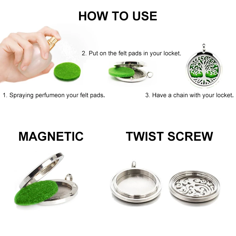 BOSHI аромамасляный медальон Ожерелье Магнитная Нержавеющая Сталь ароматерапия