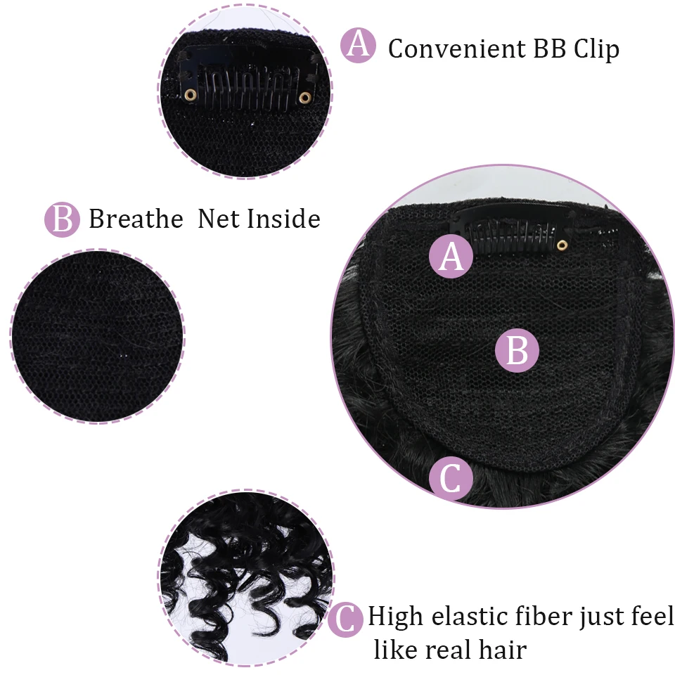 WEILAI поддельные вьющиеся бахрома зажимы для челки в шиньоны с натуральным черным