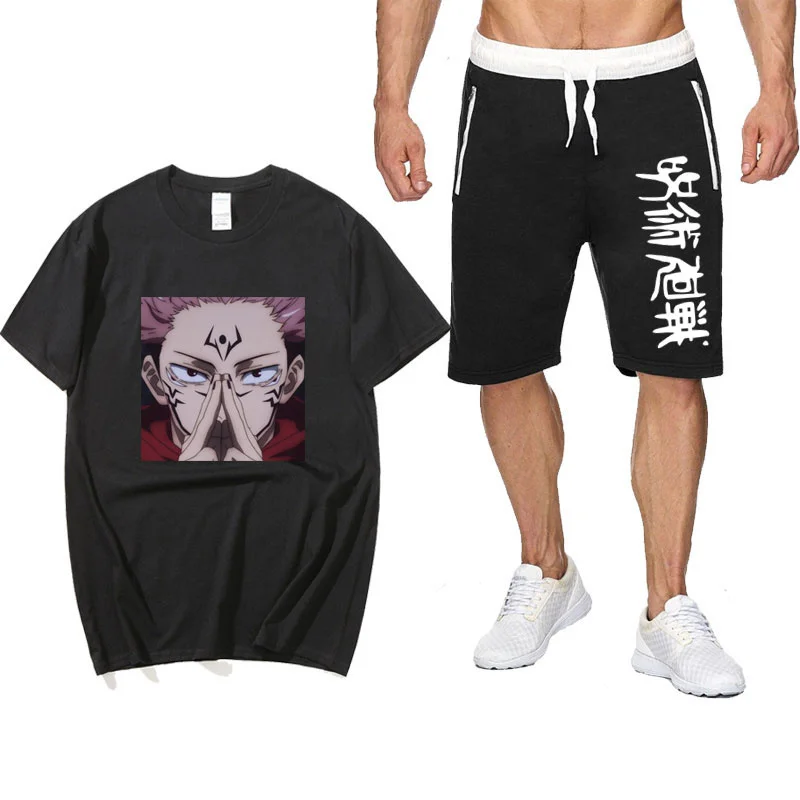 

Summer Japan Anime men's sets T-shirt Sports Jujutsu Kaisen T shirt Sets teeshirt homme camisetas Men Shorts T Shirts Sets