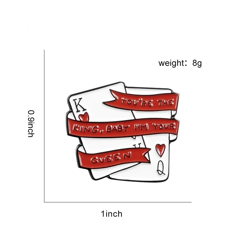 Покер Баннер Эмаль Булавка Король Королева влюбленные броши значок Сумка Одежда