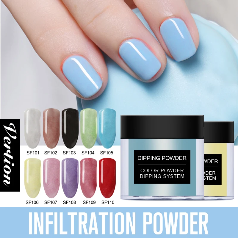 Verntion блеск погружающийся порошок ногтей инфильтрация порошки для украшения