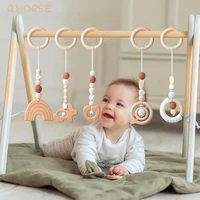 5pcsset wooden baby play gym pendant stroller hanging toy newborn sensory activity birthday gift room pram decor for infant