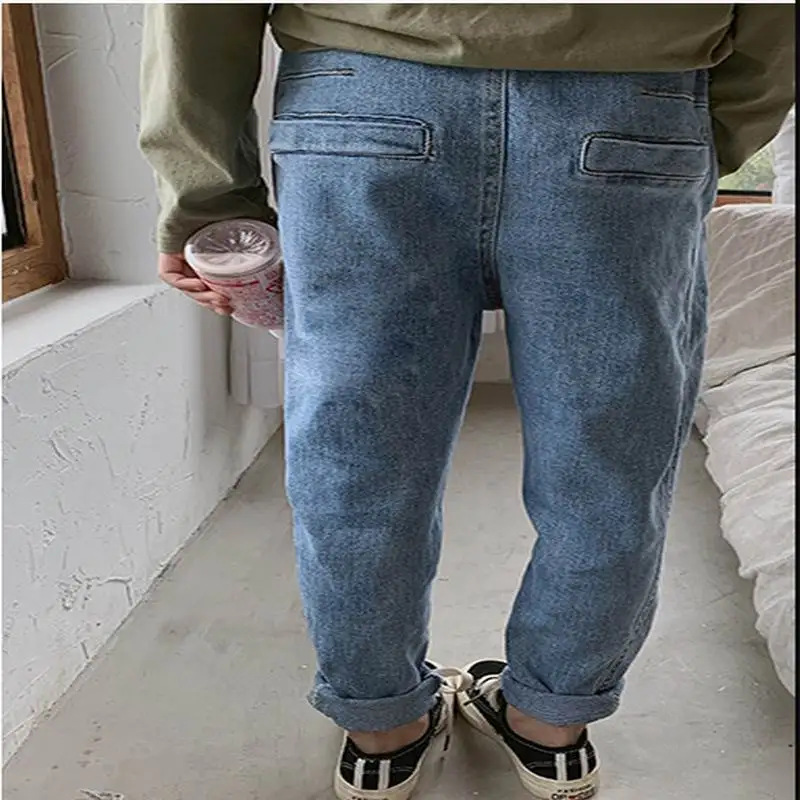

Girls Jeans High Waist Loose Denim Tapered Jeans Pegged Pants Long Trousers Children Clothes 4-12Y EC112
