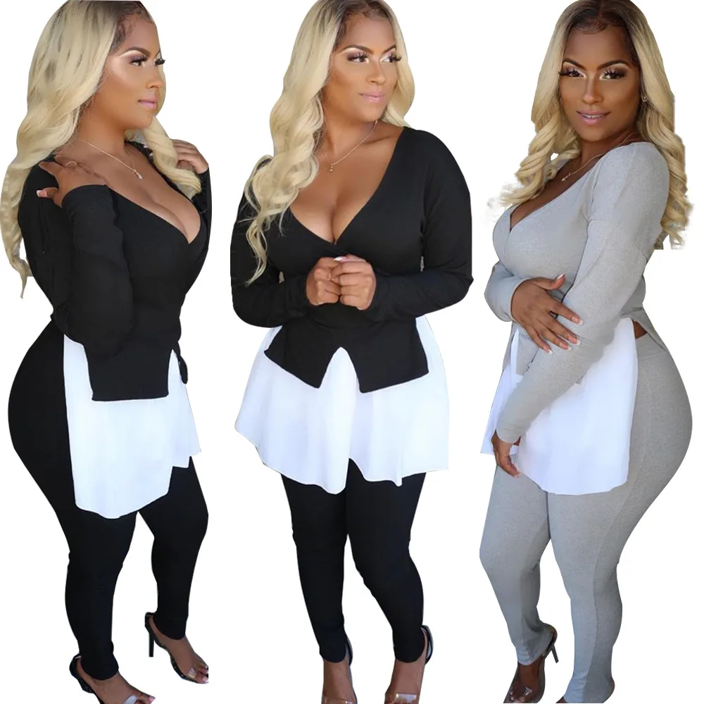 Женские повседневные Женский комплект 2 шт. с глубоким v-образным вырезом