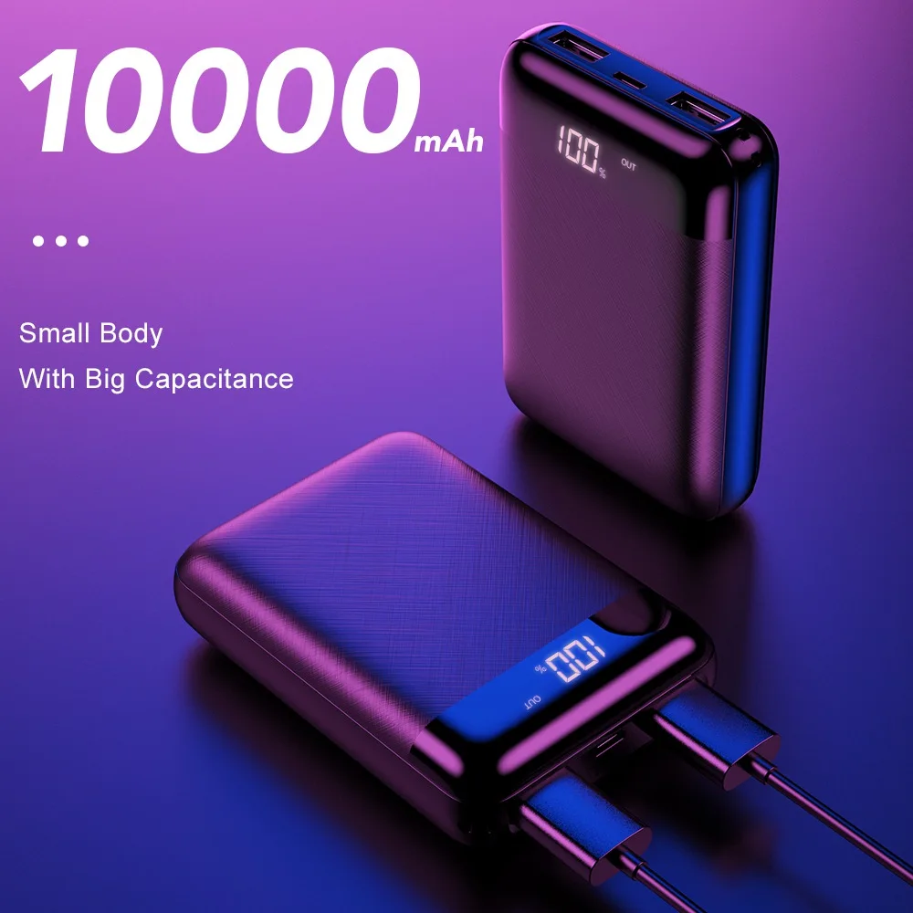 FLOVEME мини внешний аккумулятор 10000 мАч светодиодный дисплей для Xiaomi USB повербанк