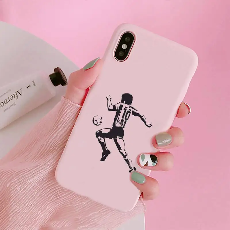 

caetoon Maradona Phone Case Candy Color Pink for iPhone 11 pro XS MAX 8 7 6 6S Plus X 5S SE 2020 XR
